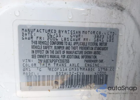 2015 Nissan Sentra Sv z USA, uszkodzony, nr VIN 3N1AB7AP9FY299766